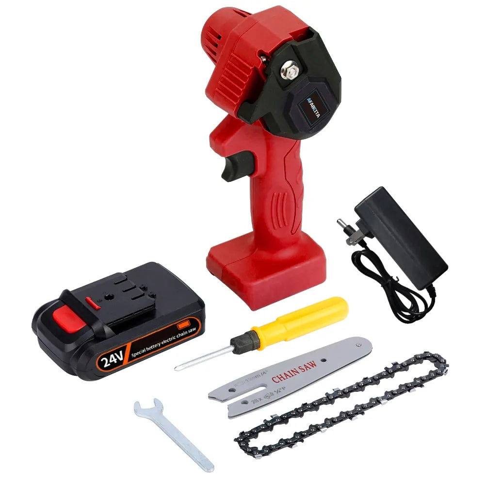 4 inch Mini Electric Chainsaw 24V rechargeable with Battery for Woodworking and Garden Tools