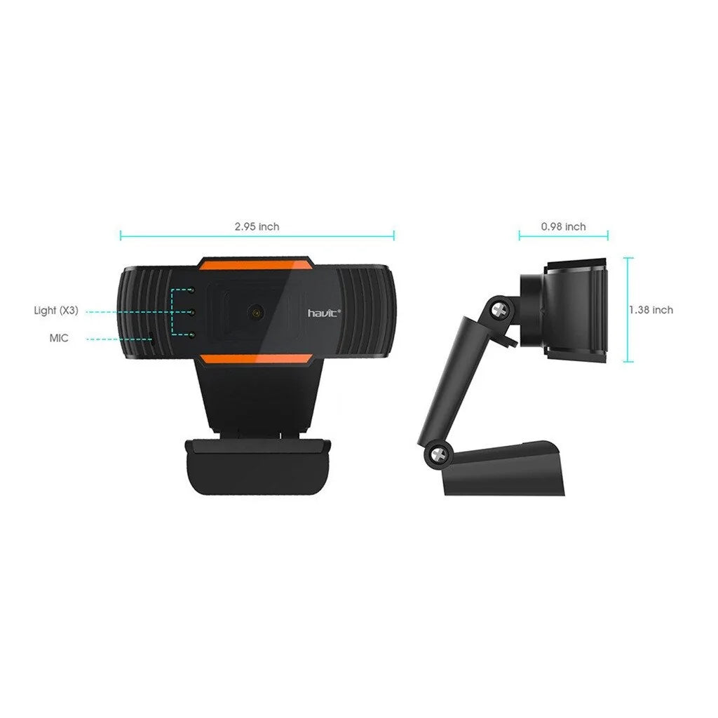 720P HD USB Webcam with Microphone for PC and Laptop - 12MP LED