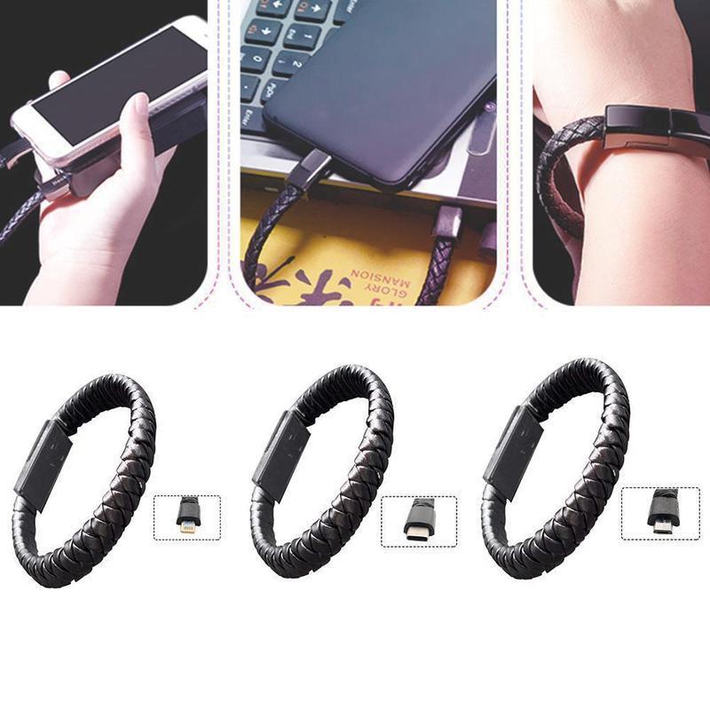 Mini-USB-Armband-Datenladekabel aus Leder