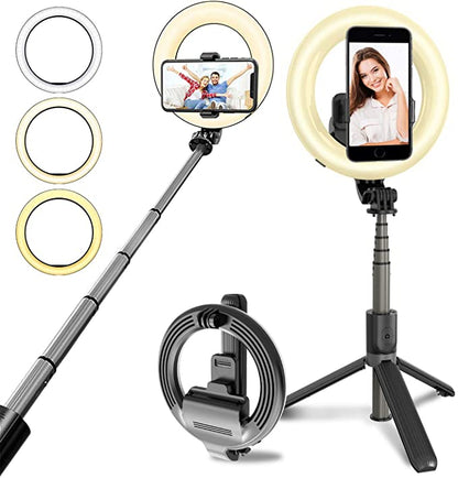 4-in-1-Selfie-Stick-Stativ mit Ringlicht