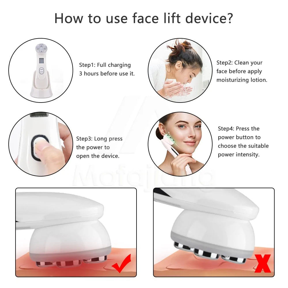 RF EMS LED Photon Facial Rejuvenation Device for Acne and Wrinkle Treatment