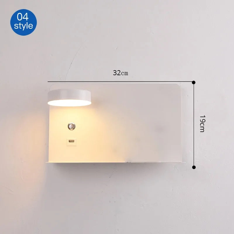 LED Wall Lights with Switch, USB Interface: Stylish Black and White Luminary