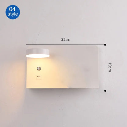 LED Wall Lights with Switch, USB Interface: Stylish Black and White Luminary