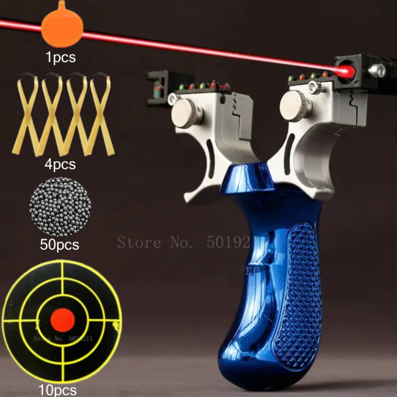 High Precision Slingshot featuring a Laser Spirit Level and Fast Press Bow Catapult