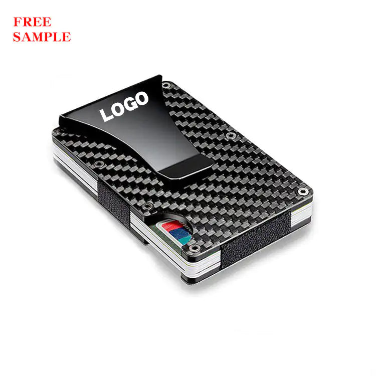 Customizable Metal Aluminum Carbon Fiber Wallet with Money Clip and RFID Card Holder