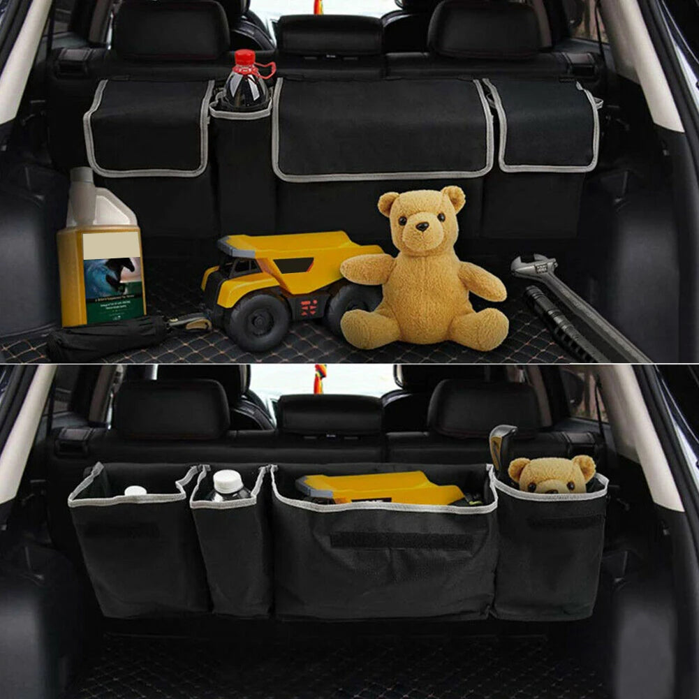 Car Trunk Storage Organiser with Spacious Pockets Secure Fastener Covers