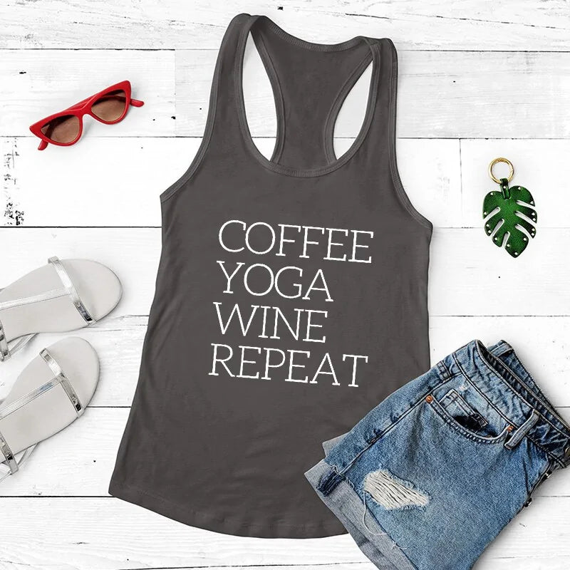 Repeat Coffee, Yoga, Wine: Women&