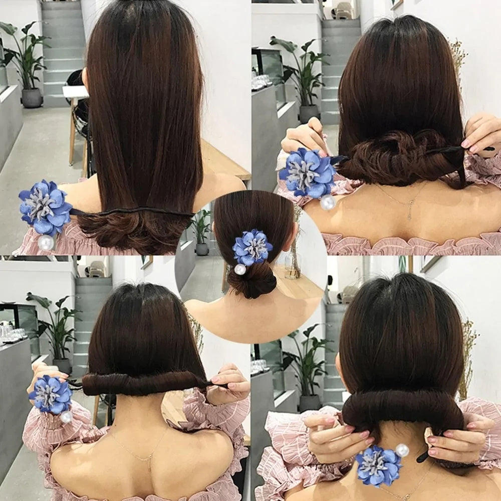 Pearl Flower Magic Bun Maker - DIY Hairstyle Tool for Women and Girls