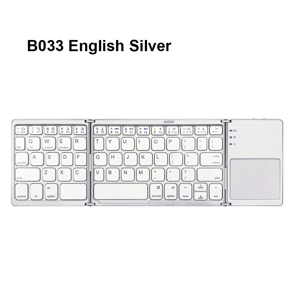 B033 Mini Bluetooth Folding Keyboard with Touchpad - Compatible with Windows, Android, iOS Tablets and Phones